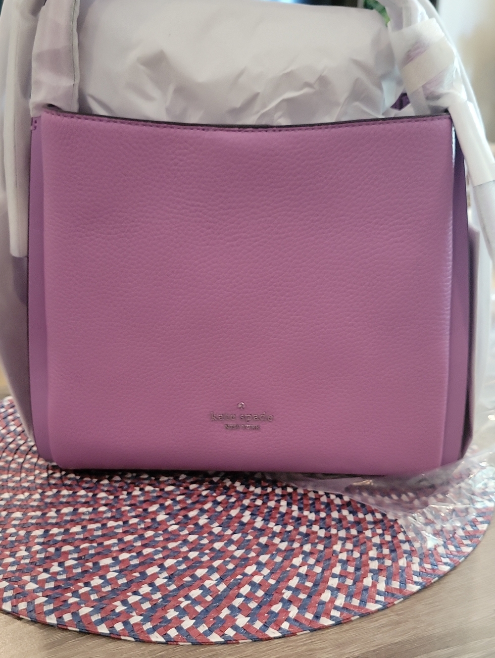 Kate Spade lavender knott Carryall tote with silver logo